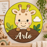 Personalised Wooden Giraffe Name Sign Kids Nursery Bedroom Wall Decor