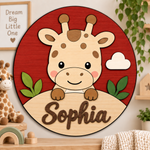 Personalised Wooden Giraffe Name Sign Kids Nursery Bedroom Wall Decor