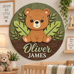 Personalised Wooden Bear Name Sign Kids Nursery Bedroom Wall Decor