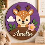 Personalised Wooden Deer Name Sign Kids Nursery Bedroom Wall Decor