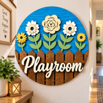 Personalised Floral Welcome Wooden Sign Front Door Home Wall Decor