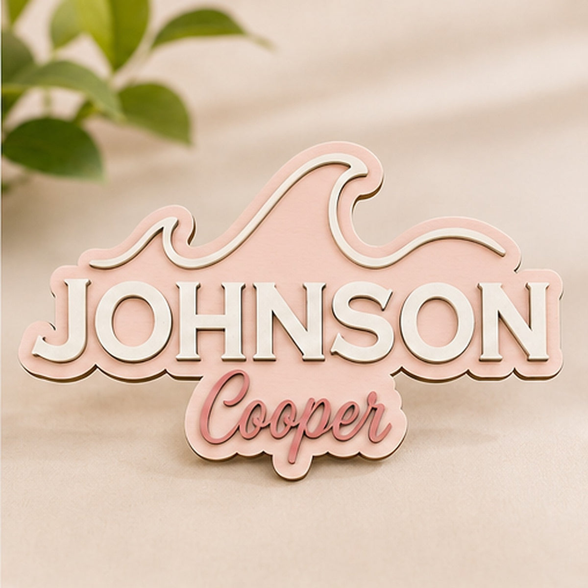 Personalised Wave Wooden Name Sign Beach Nursery Wall Decor Custom Plaque