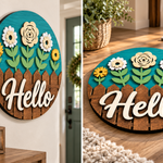 Personalised Floral Welcome Wooden Sign Front Door Home Wall Decor