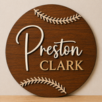 Personalised Baseball Name Sign Kids Sports Bedroom Wall Decor