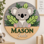 Personalised Wooden Koala Name Sign Kids Nursery Bedroom Wall Decor