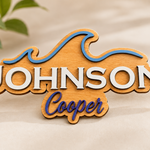 Personalised Wave Wooden Name Sign Beach Nursery Wall Decor Custom Plaque