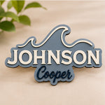 Personalised Wave Wooden Name Sign Beach Nursery Wall Decor Custom Plaque