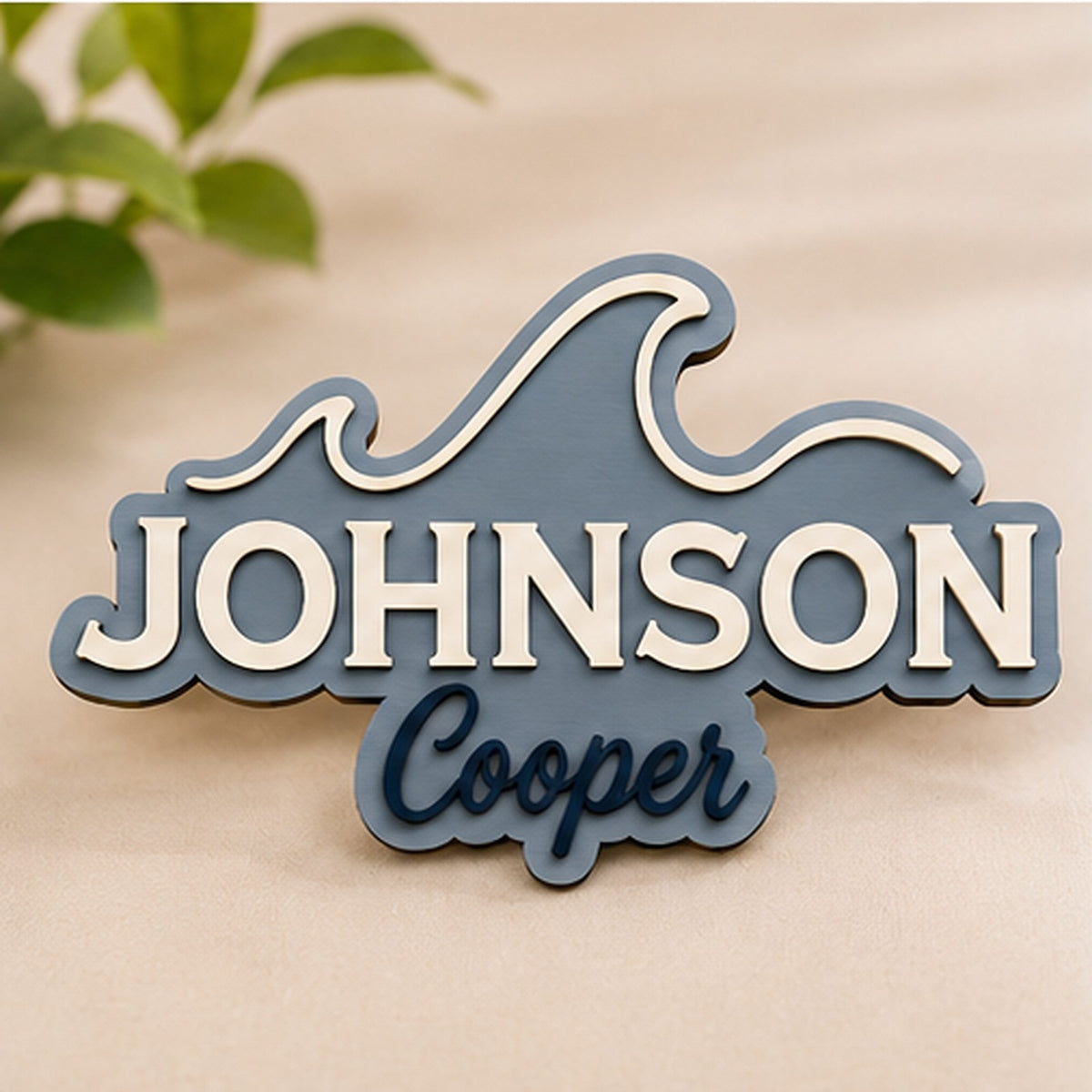 Personalised Wave Wooden Name Sign Beach Nursery Wall Decor Custom Plaque