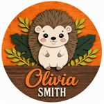 Personalised Wooden Hedgehog Name Sign Kids Nursery Bedroom Wall Decor