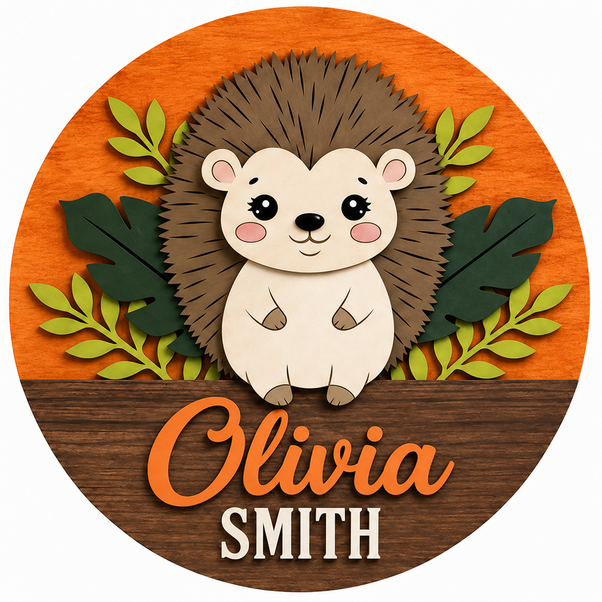 Personalised Wooden Hedgehog Name Sign Kids Nursery Bedroom Wall Decor