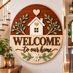 Personalised Floral Wooden Welcome Sign Wall Decor