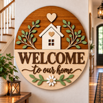 Personalised Floral Wooden Welcome Sign Wall Decor