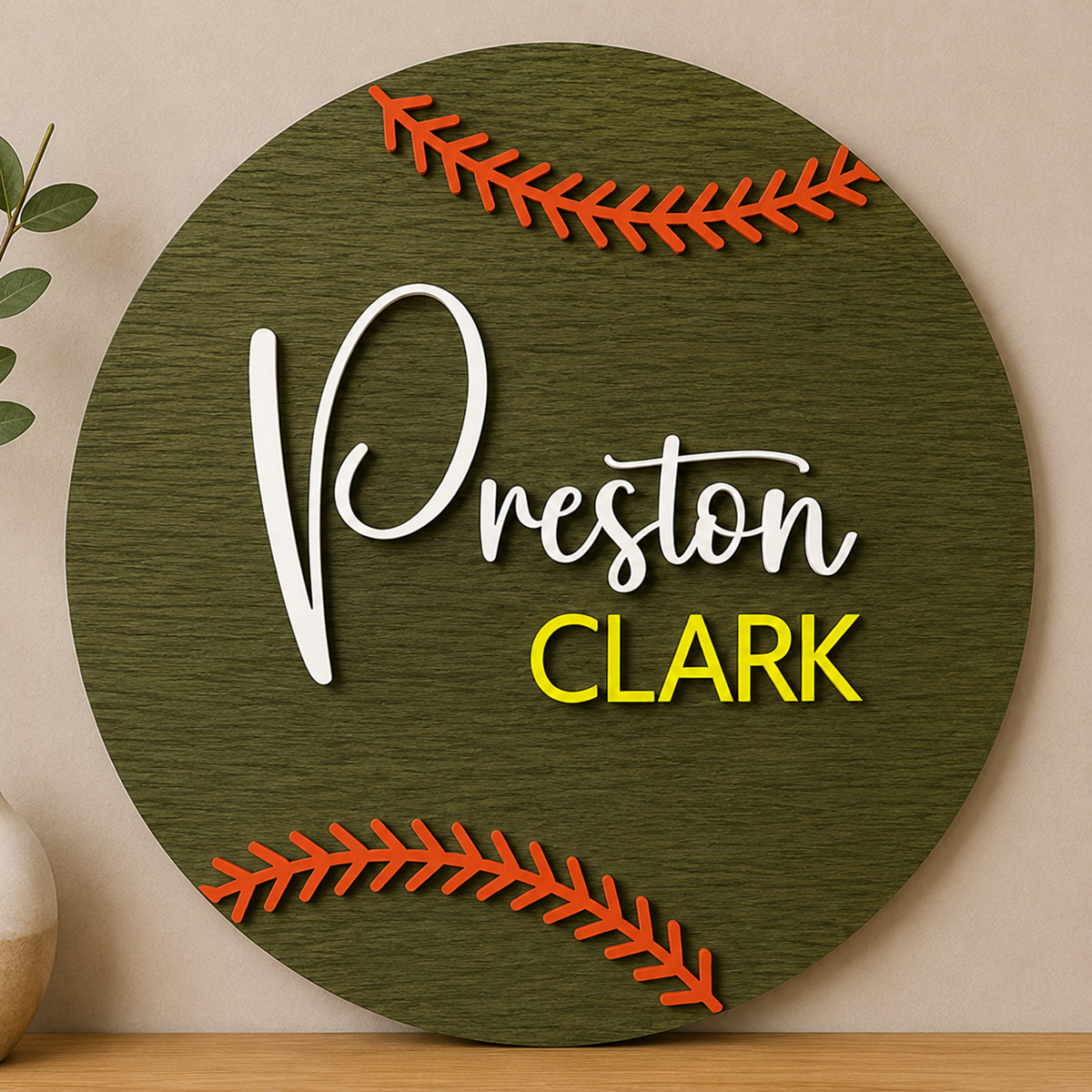 Personalised Baseball Name Sign Kids Sports Bedroom Wall Decor