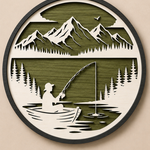 Personalised Fishing Mountain Wooden Wall Art Outdoor Cabin Decor