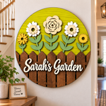 Personalised Floral Welcome Wooden Sign Front Door Home Wall Decor