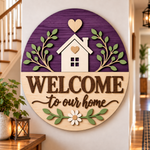 Personalised Floral Wooden Welcome Sign Wall Decor