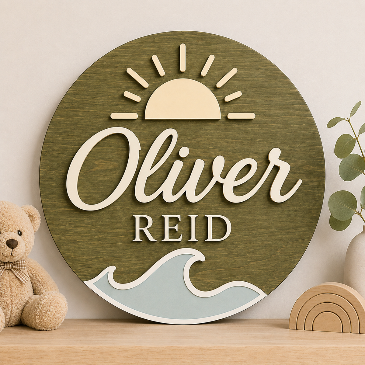 Personalised Ocean Name Sign Kids Nursery Bedroom Wall Decor
