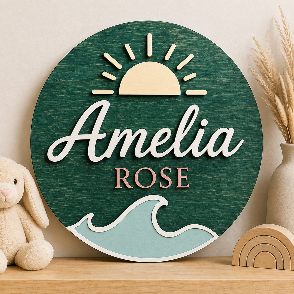 Personalised Ocean Name Sign Kids Nursery Bedroom Wall Decor