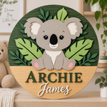 Personalised Wooden Koala Name Sign Kids Nursery Bedroom Wall Decor