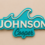 Personalised Wave Wooden Name Sign Beach Nursery Wall Decor Custom Plaque