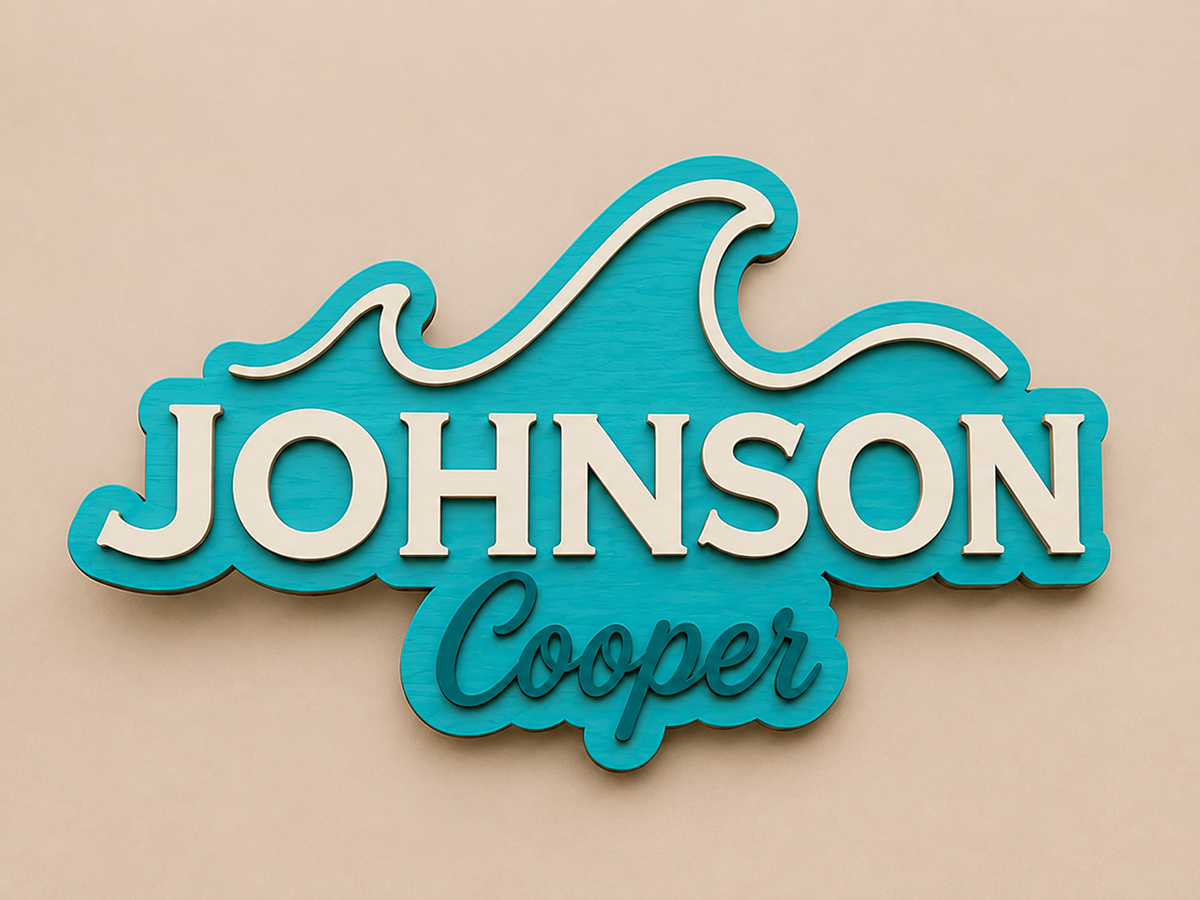 Personalised Wave Wooden Name Sign Beach Nursery Wall Decor Custom Plaque