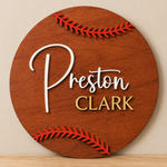 Personalised Baseball Name Sign Kids Sports Bedroom Wall Decor