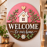 Personalised Floral Wooden Welcome Sign Wall Decor