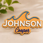 Personalised Wave Wooden Name Sign Beach Nursery Wall Decor Custom Plaque