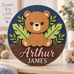 Personalised Wooden Bear Name Sign Kids Nursery Bedroom Wall Decor