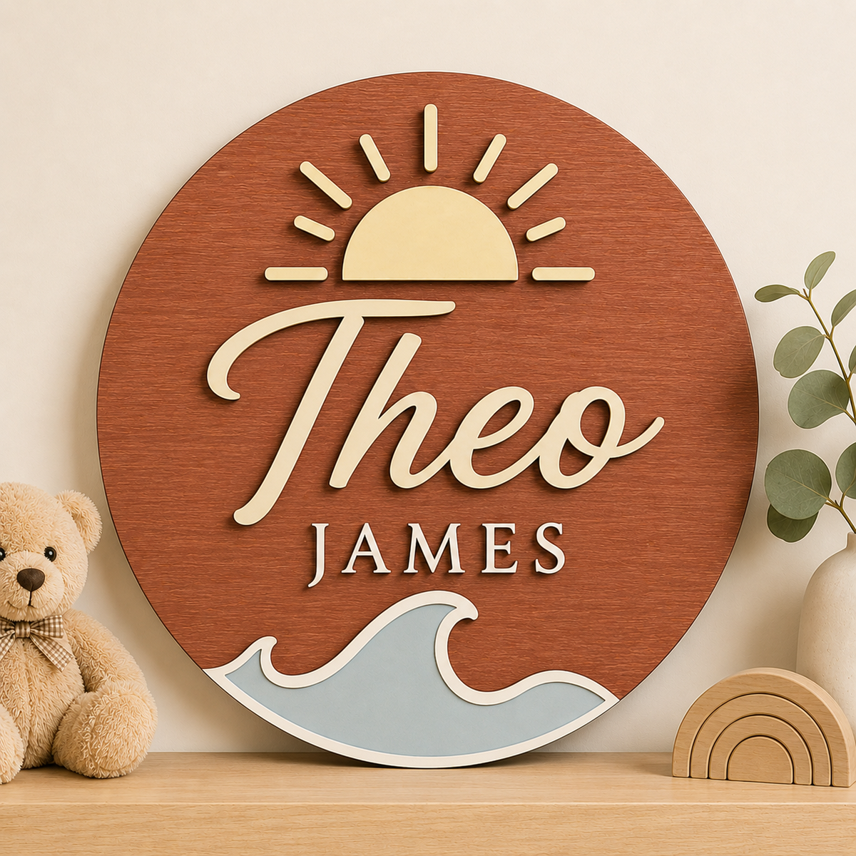 Personalised Ocean Name Sign Kids Nursery Bedroom Wall Decor