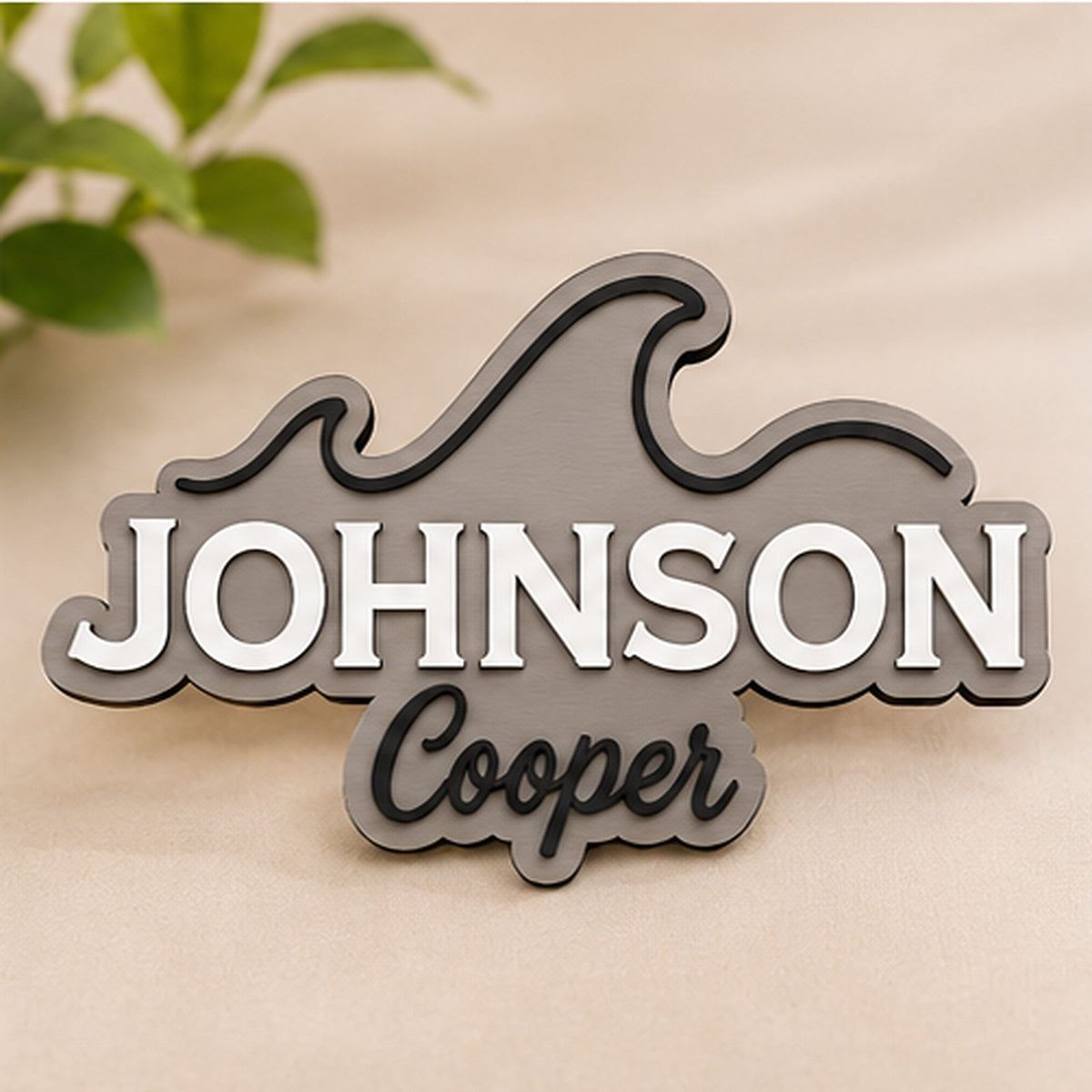 Personalised Wave Wooden Name Sign Beach Nursery Wall Decor Custom Plaque
