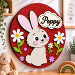 Personalised Wooden Bunny Name Sign Kids Nursery Bedroom Wall Decor