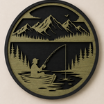 Personalised Fishing Mountain Wooden Wall Art Outdoor Cabin Decor