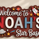 Personalised Space Name Sign Kids Nursery Bedroom Wall Decor Star Base