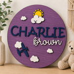 Personalised Aeroplane Name Sign Kids Nursery Bedroom Wall Decor