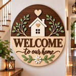 Personalised Floral Wooden Welcome Sign Wall Decor