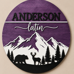 Personalised Mountain Bear Name Sign Rustic Woodland Wall Decor