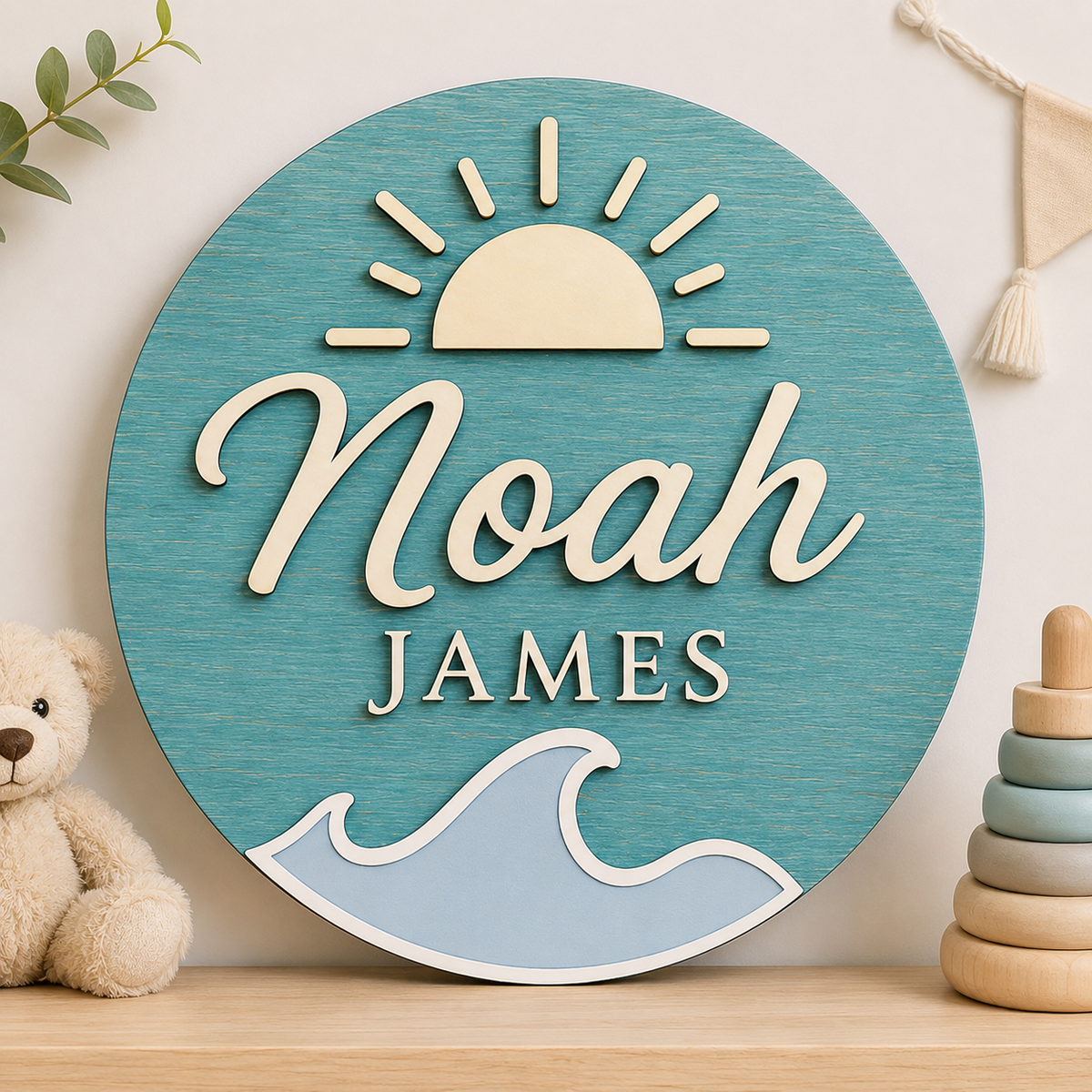 Personalised Ocean Name Sign Kids Nursery Bedroom Wall Decor