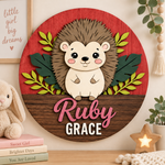 Personalised Wooden Hedgehog Name Sign Kids Nursery Bedroom Wall Decor
