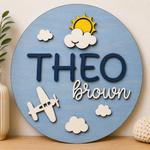 Personalised Aeroplane Name Sign Kids Nursery Bedroom Wall Decor