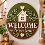 Personalised Floral Wooden Welcome Sign Wall Decor