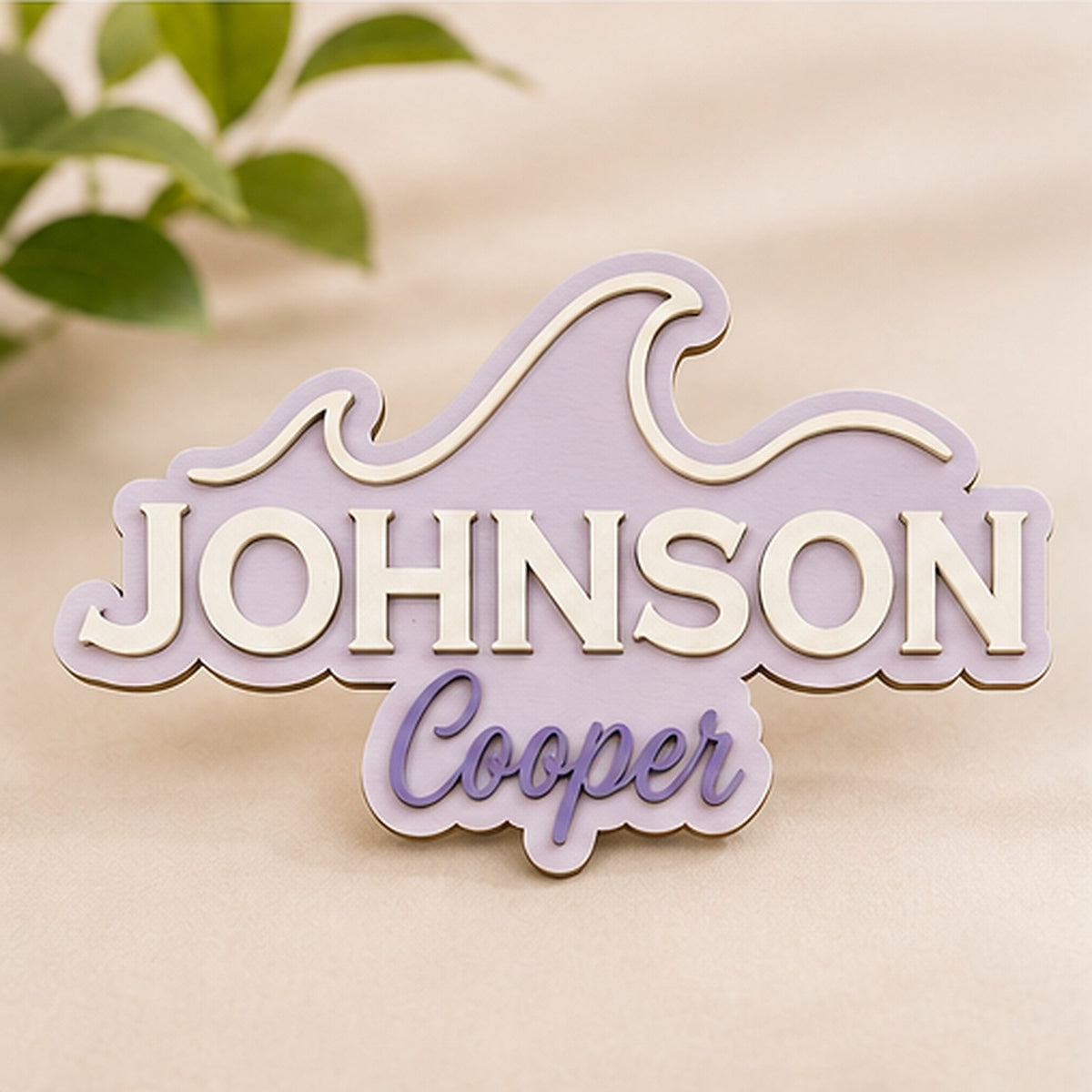 Personalised Wave Wooden Name Sign Beach Nursery Wall Decor Custom Plaque