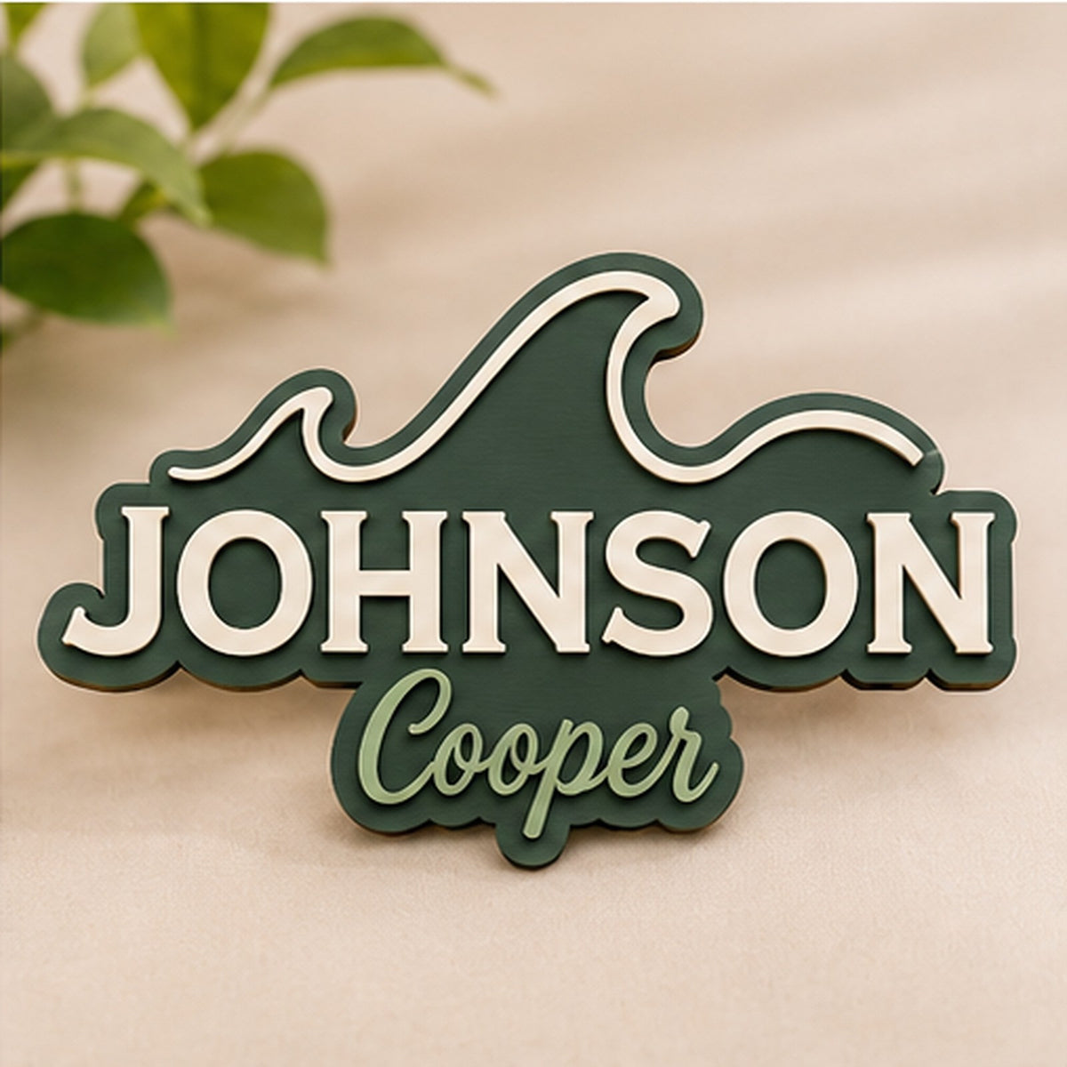Personalised Wave Wooden Name Sign Beach Nursery Wall Decor Custom Plaque
