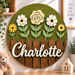 Personalised Floral Welcome Wooden Sign Front Door Home Wall Decor