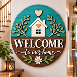 Personalised Floral Wooden Welcome Sign Wall Decor