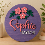 Personalised Floral Wooden Name Sign Girls Nursery Bedroom Wall Decor