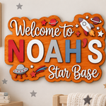 Personalised Space Name Sign Kids Nursery Bedroom Wall Decor Star Base