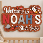 Personalised Space Name Sign Kids Nursery Bedroom Wall Decor Star Base