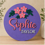 Personalised Floral Wooden Name Sign Girls Nursery Bedroom Wall Decor