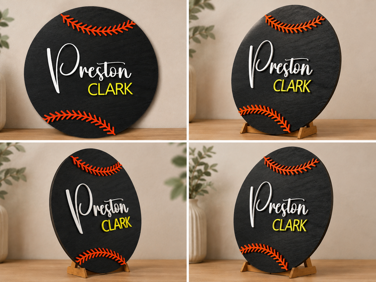 Personalised Baseball Name Sign Kids Sports Bedroom Wall Decor
